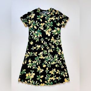 Lemon Print Lettuce Edge Mini Dress Size Small Good Luck Gem
